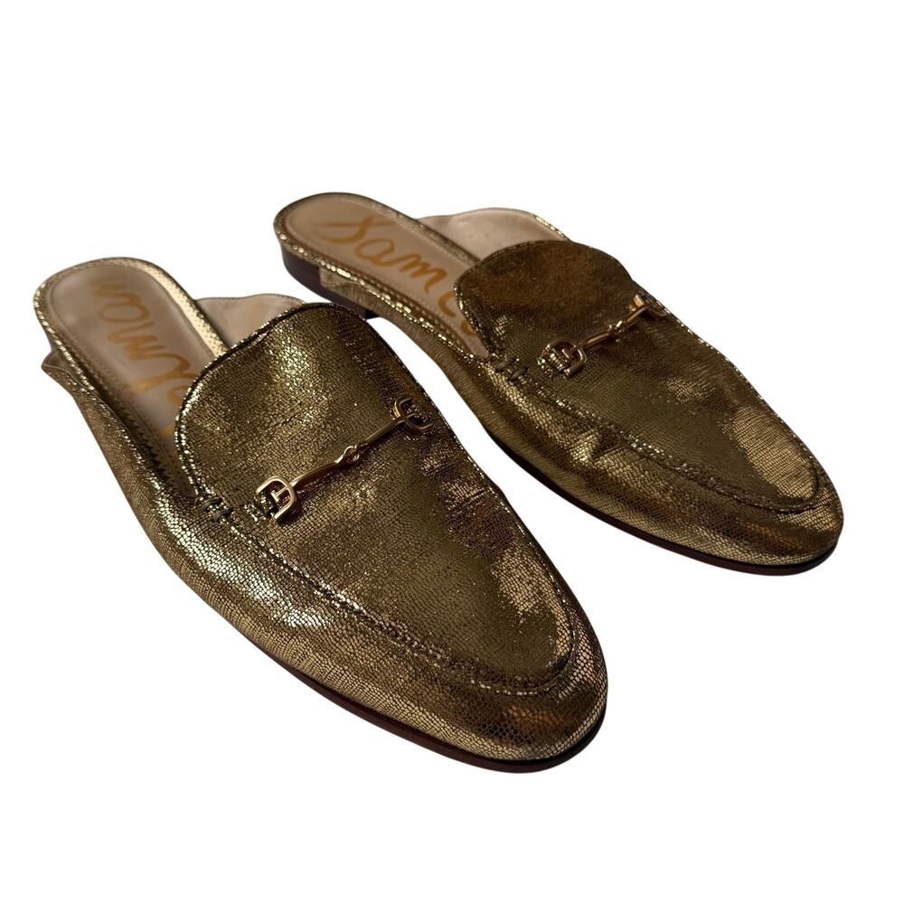 Sam Edelman Linnie Goldmine Metallic Slip On Embellished Mule Sz 14 Classic Glam
